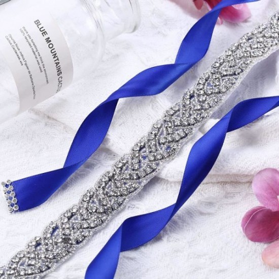 2Pcs Bridal Wedding Dress Belt Sparkly Rhinestone Sash Belts For Formal Evening Dress Women Bridal Bridesmaid 2Pcs Bridal Wedding Dress Belt Sparkly Rhinestone Sash Belts For Formal Evening Dress Women Bridal Bridesmaid